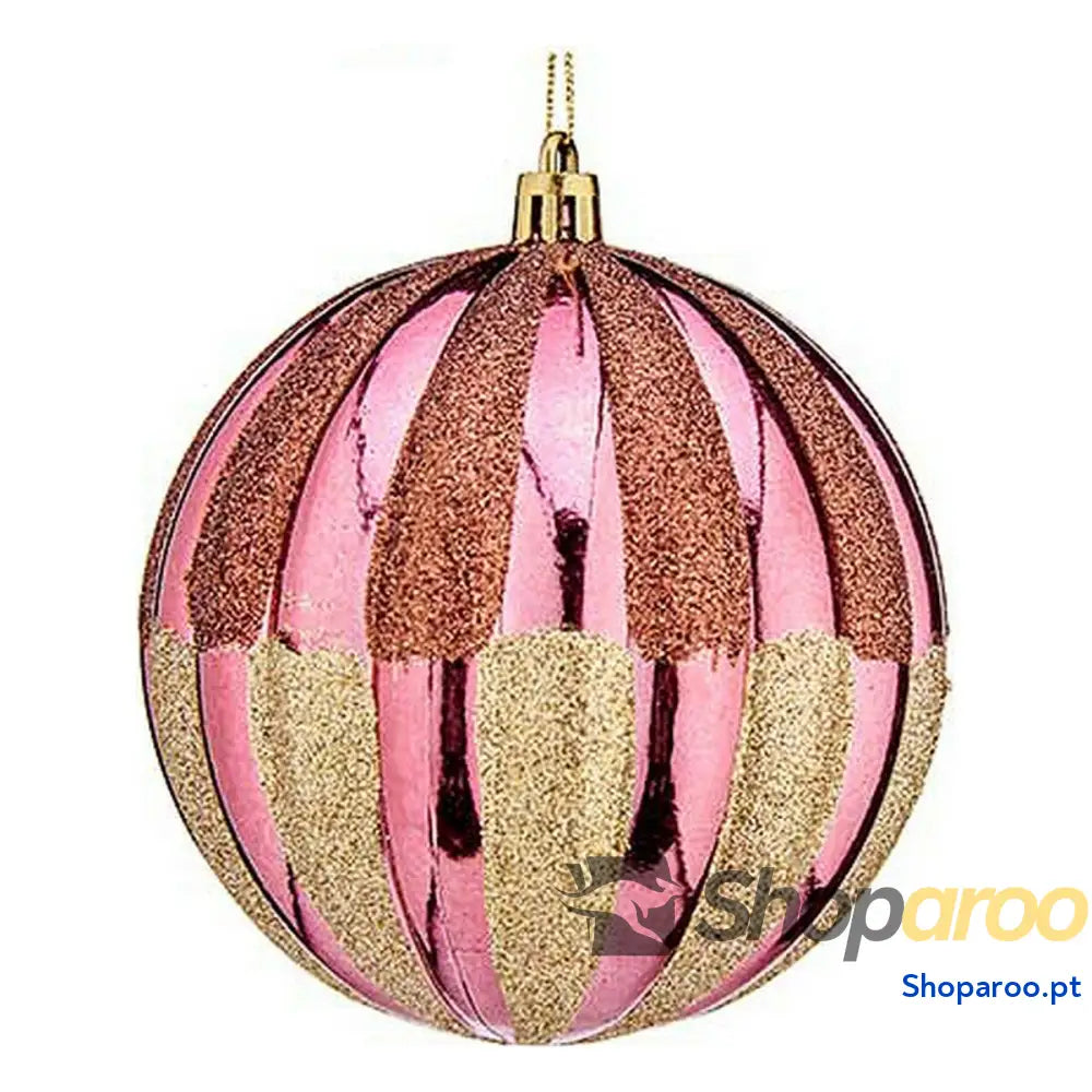 Bolas de Natal Ø 10 cm 6 Unidades Cor Rosa Dourado Plástico