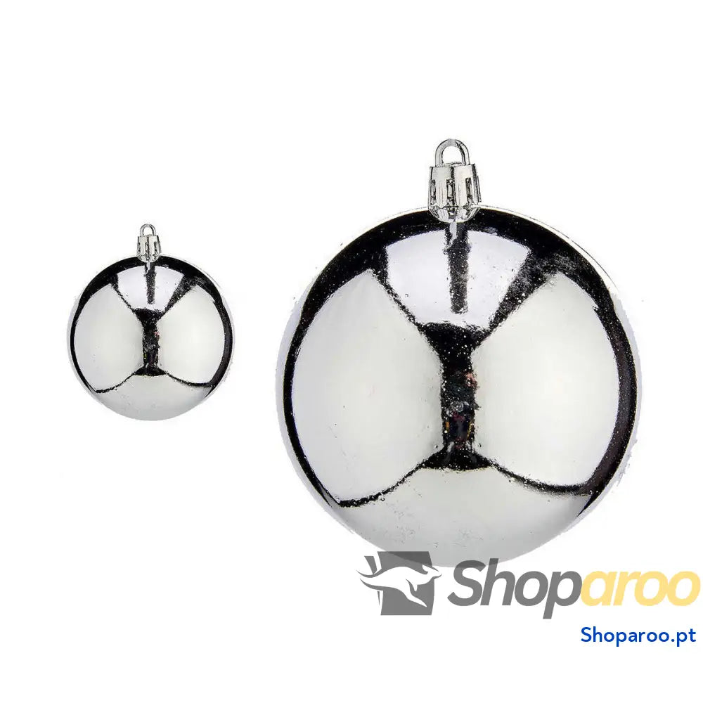 Bolas de Natal Ø 8 cm 16 Unidades Prateado Plástico