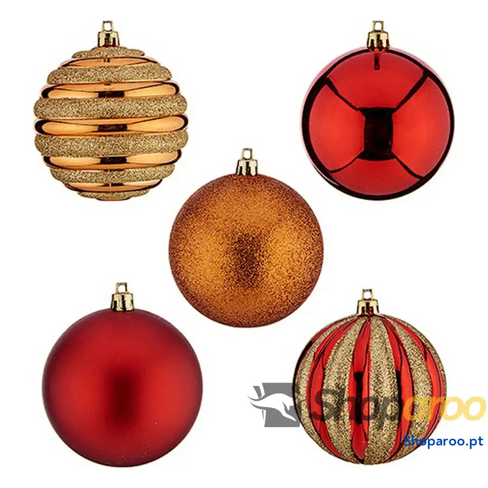 Bolas de Natal Ø 8 cm 30 Unidades Vermelho Dourado Laranja PVC