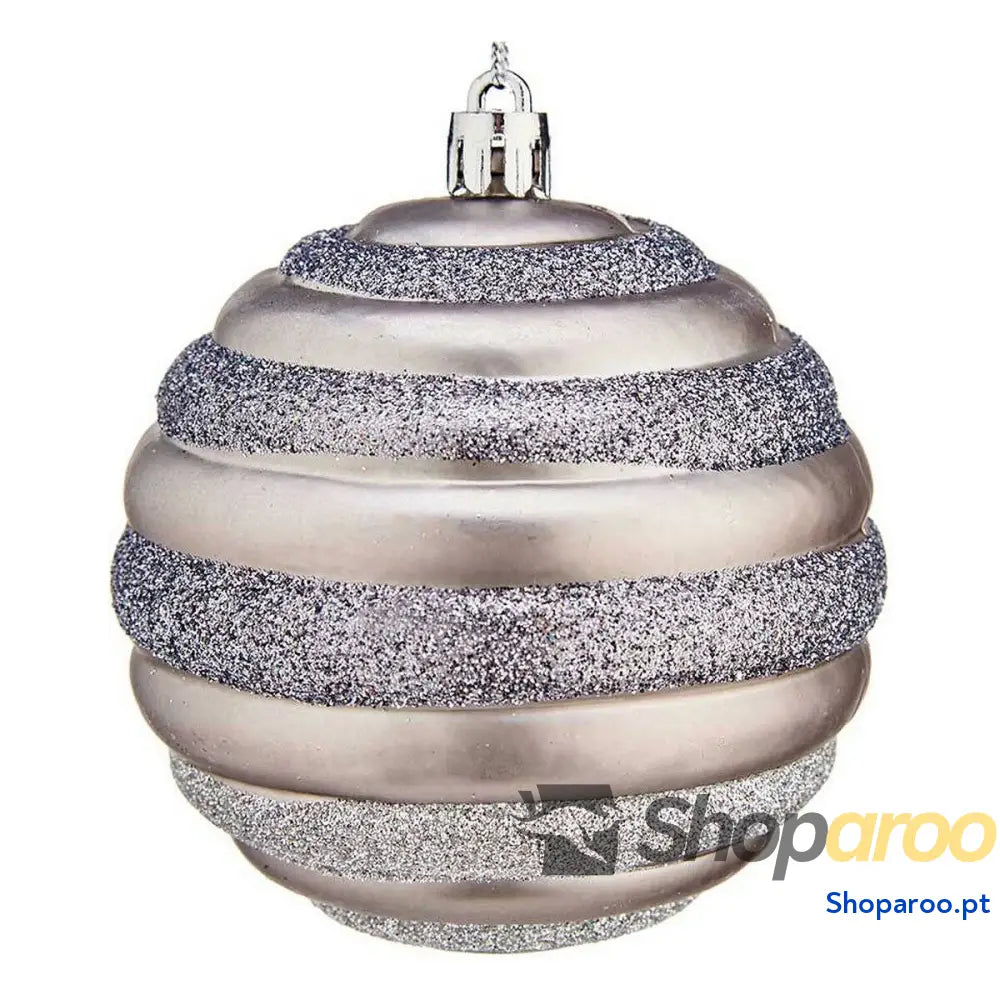 Bolas de Natal Ø 8 cm 6 Unidades Prateado Plástico