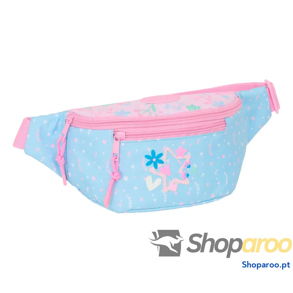 Bolsa de Cintura BlackFit8 Smile Cor de Rosa Azul Claro 23 x 12 x 9 cm