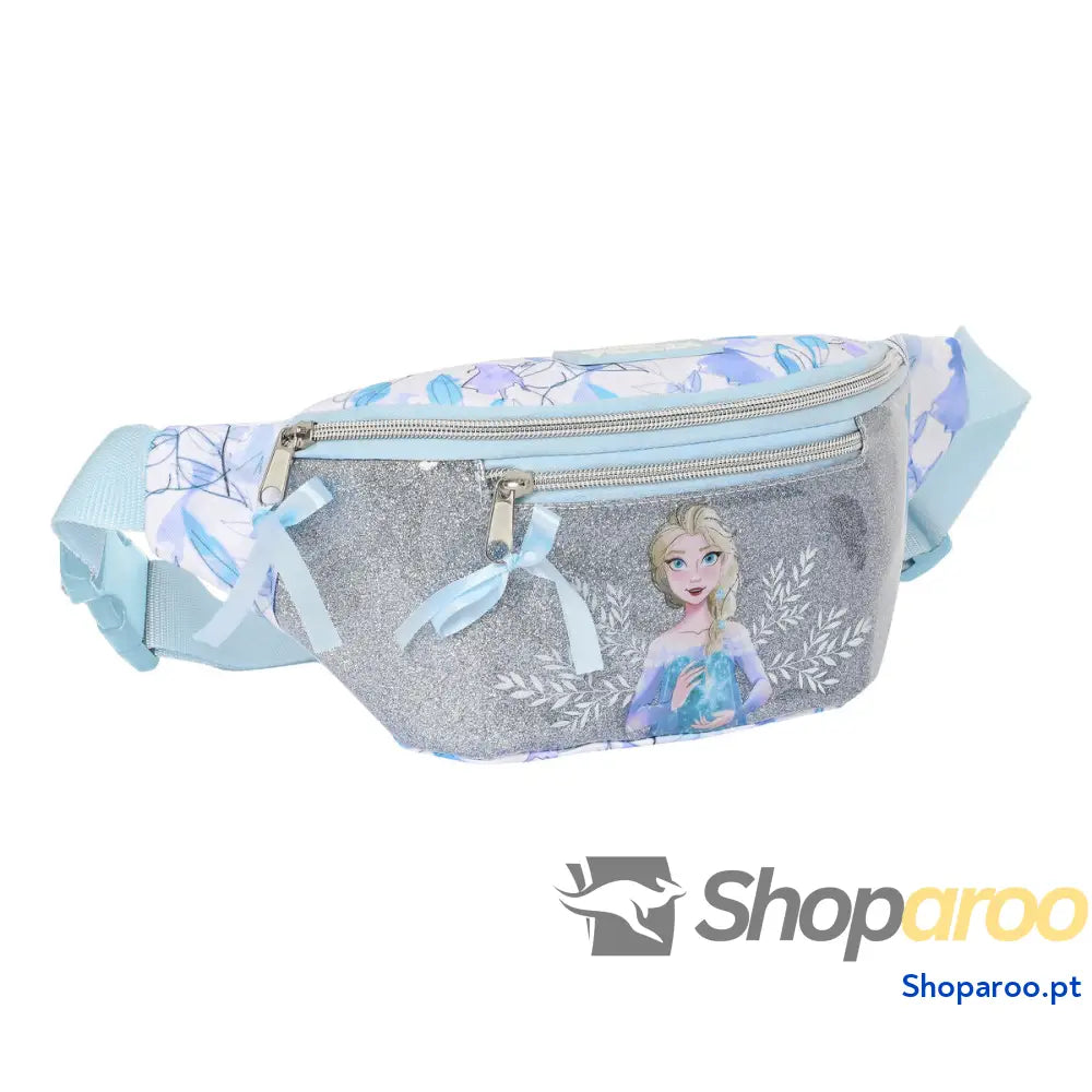 Bolsa de Cintura Frozen Memories Azul Branco Prateado 23 x 12 x 9 cm