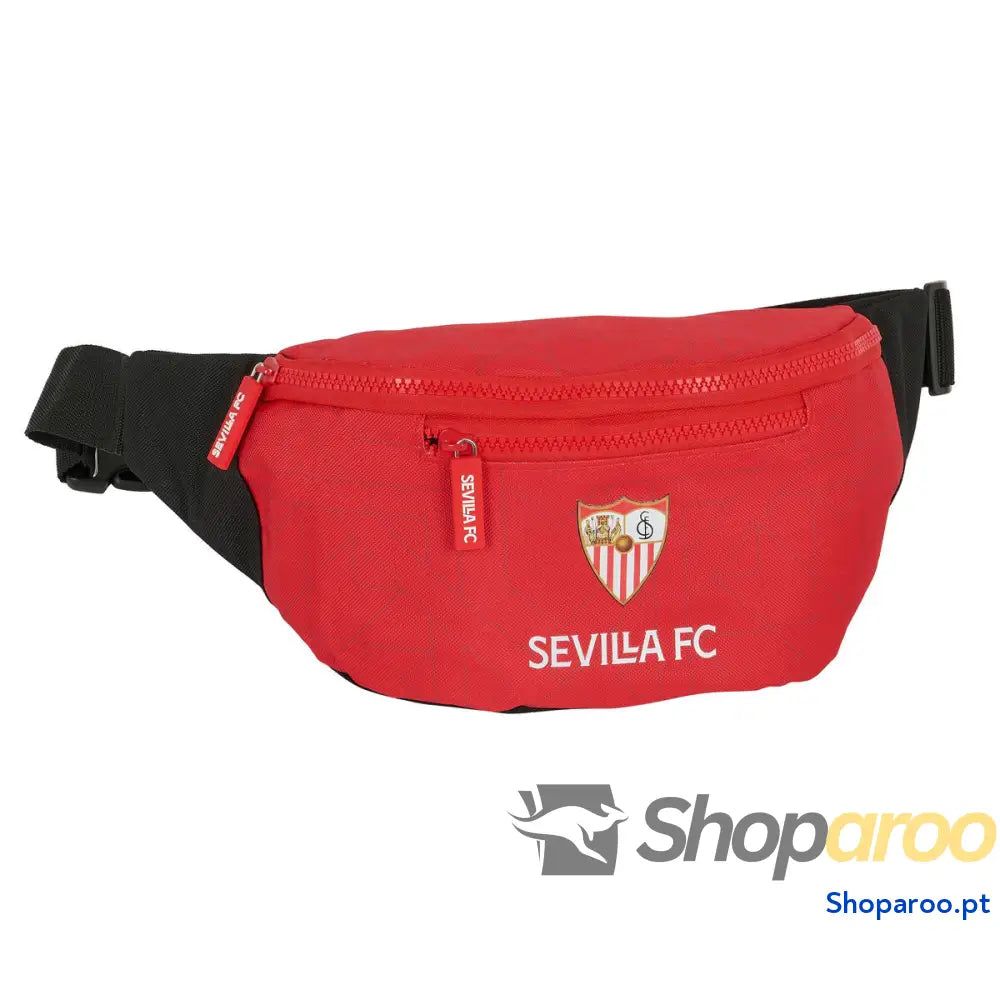 Bolsa de Cintura Sevilla Fútbol Club Preto Vermelho Desportivo 23 x 12 x 9 cm
