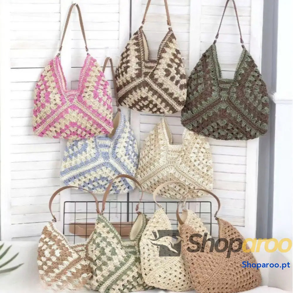 Bolsa de palha oca com cinto tecido para axila