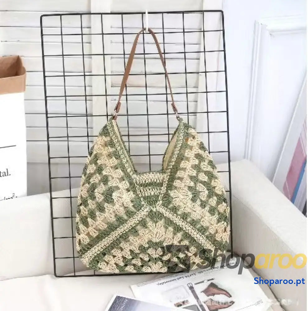Bolsa de palha oca com cinto tecido para axila