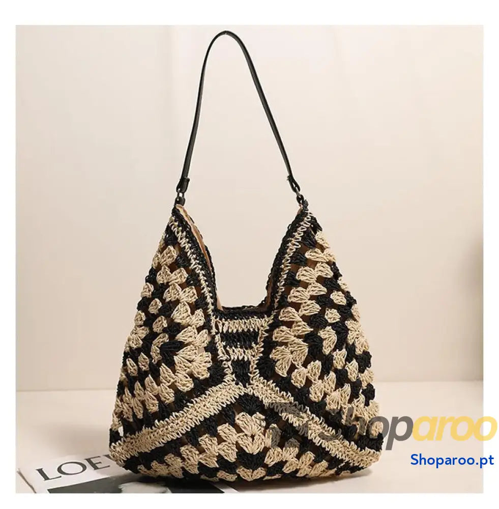 Bolsa de palha oca com cinto tecido para axila
