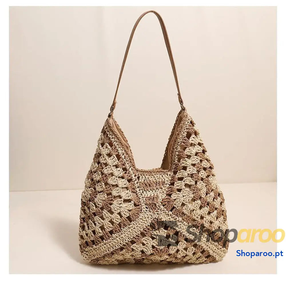 Bolsa de palha oca com cinto tecido para axila