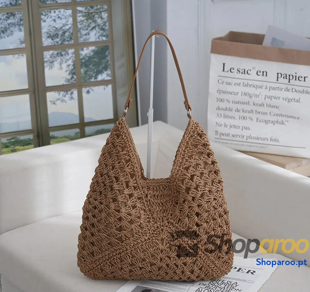 Bolsa de palha oca com cinto tecido para axila
