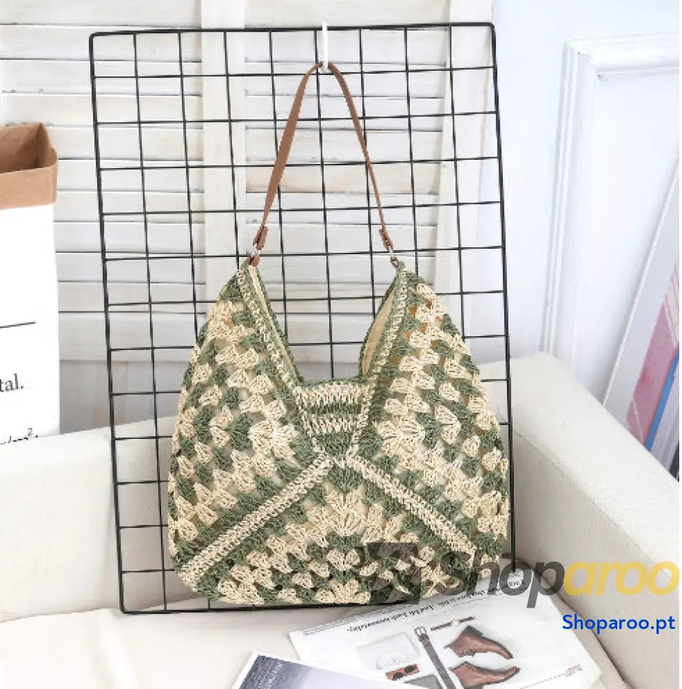 Bolsa de palha oca com cinto tecido para axila