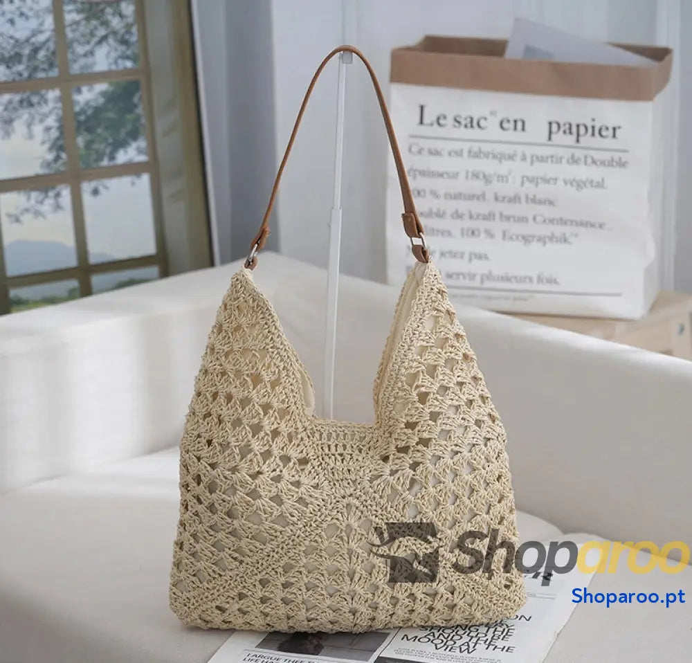 Bolsa de palha oca com cinto tecido para axila