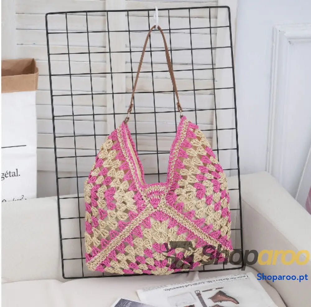 Bolsa de palha oca com cinto tecido para axila