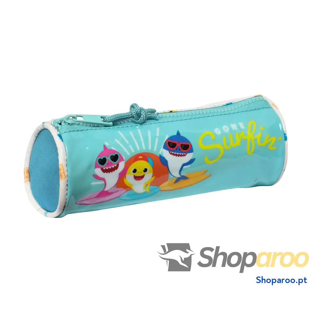 Bolsa Escolar Baby Shark Surfing Azul Branco 20 x 7 x 7 cm