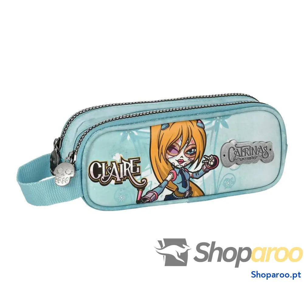 Bolsa Escolar Catrinas Claire, Noelia & Lila Azul (21 x 8 x 6 cm)