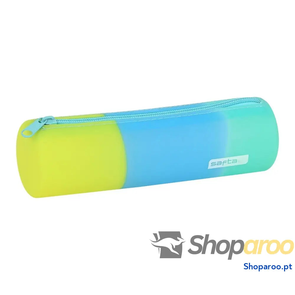 Bolsa Escolar Cilíndrica Safta Azul Verde Amarelo (20 x 5 x 5 cm)