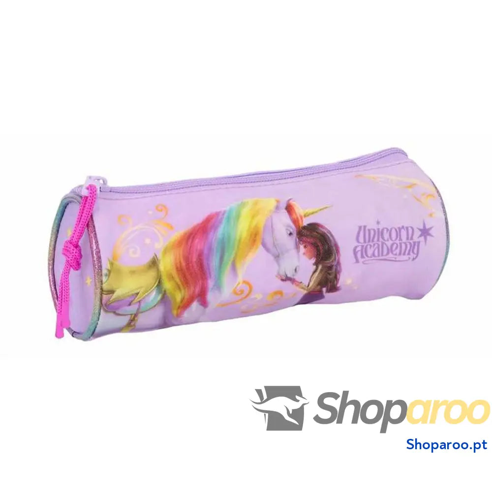 Bolsa Escolar Cilíndrica Unicorn Academy Lilás 20 x 7 x 7 cm