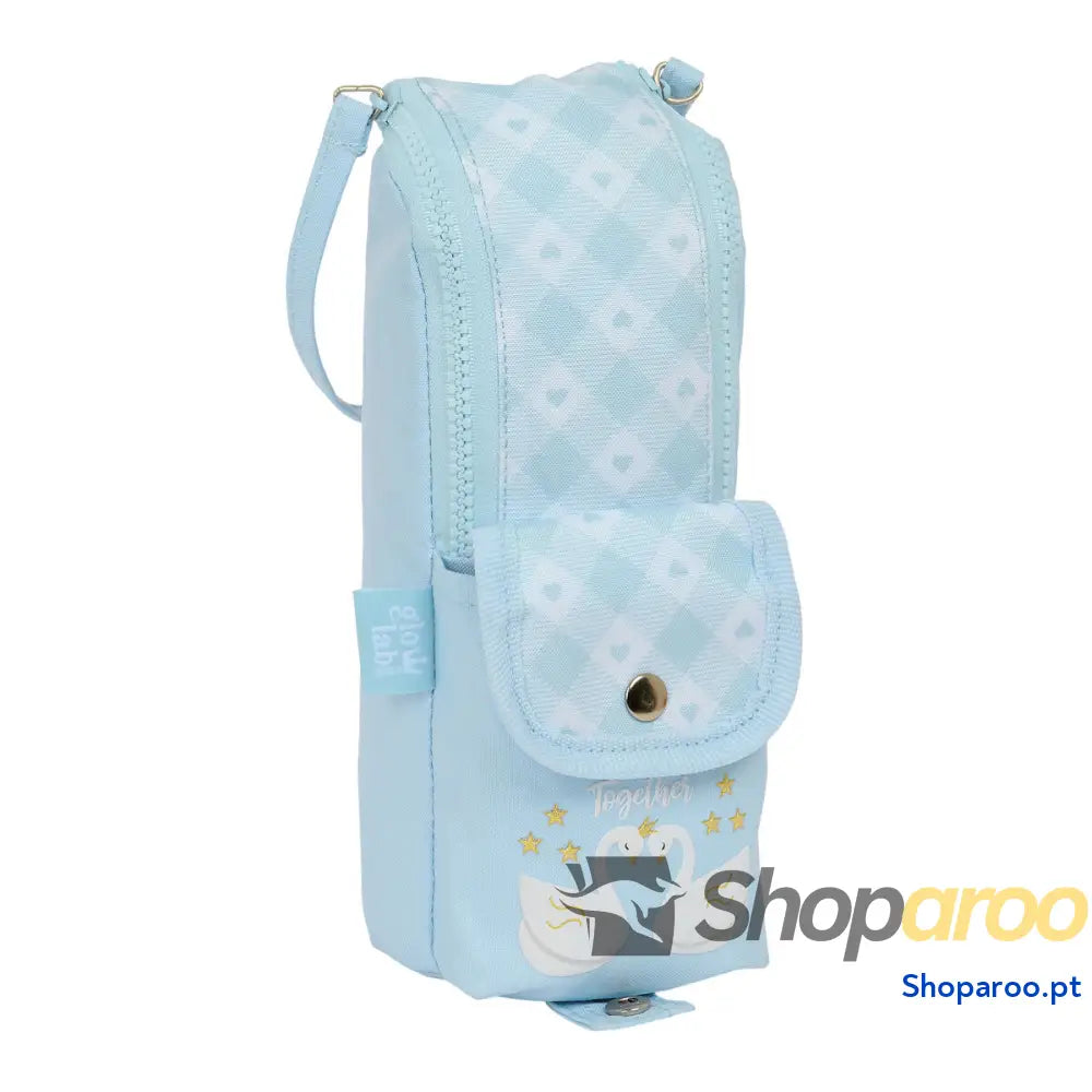 Bolsa Escolar Glow Lab Cisnes Azul Claro 6 x 21 x 6 cm