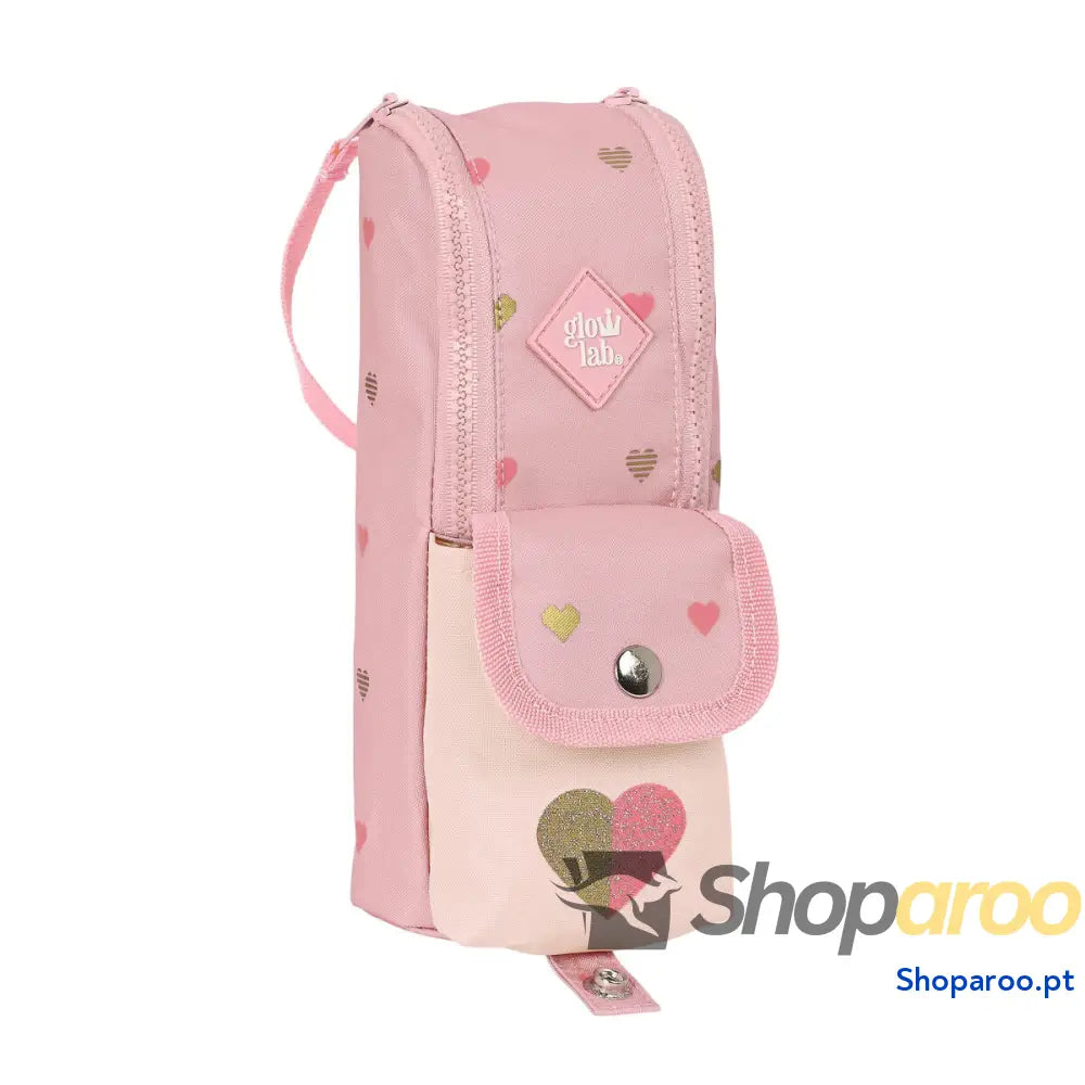 Bolsa Escolar Glow Lab Hearts Cor de Rosa (6 x 21 x 6 cm)
