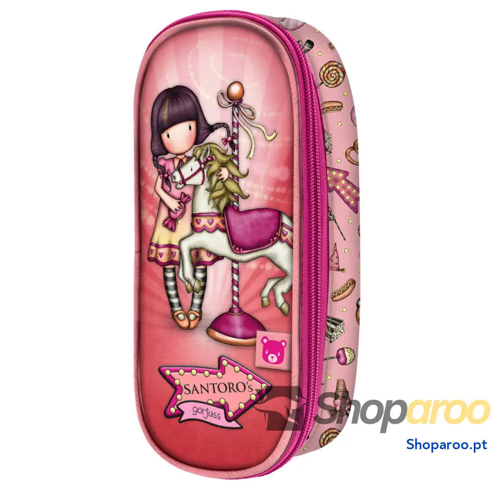 Bolsa Escolar Gorjuss Carousel Salmão (10 x 23 x 6 cm)