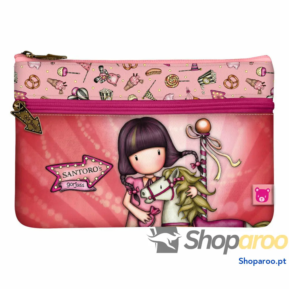 Bolsa Escolar Gorjuss Carousel Salmão (23.4 x 15.5 x 1.5 cm)