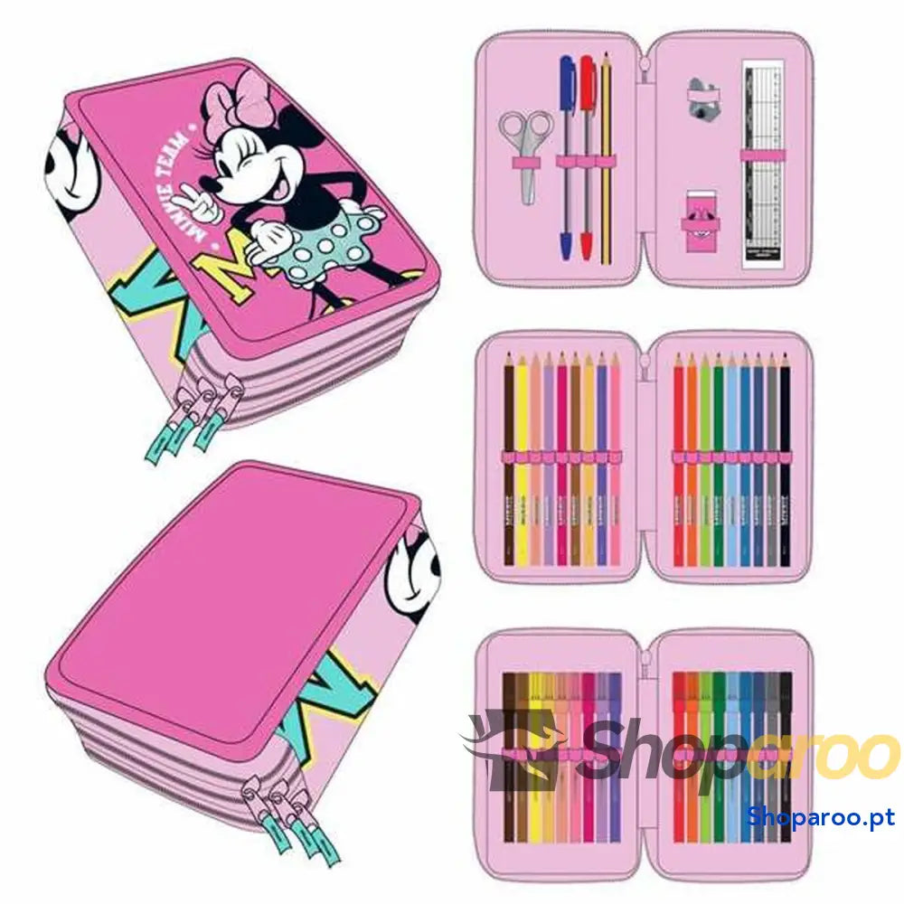 Bolsa Escolar Minnie Mouse Fúcsia 12,5 x 6,5 x 19,5 cm