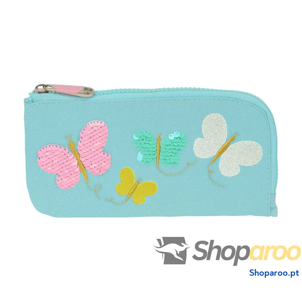 Bolsa Escolar Moos Butterflies Azul Claro 23 x 11 x 1 cm