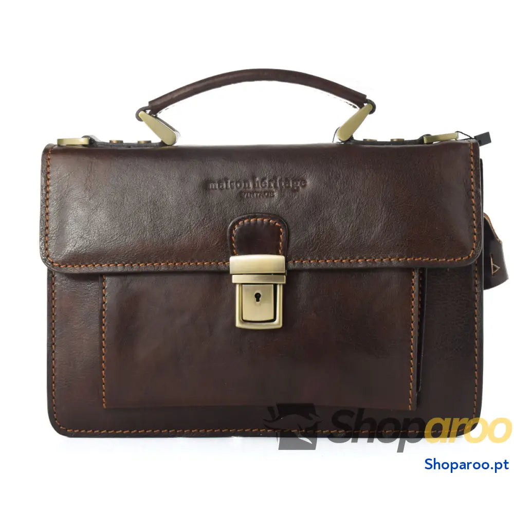 Bolsa Mulher Maison Heritage EDMOND-MARRON-FONCE Castanho 26 x 18 x 8 cm