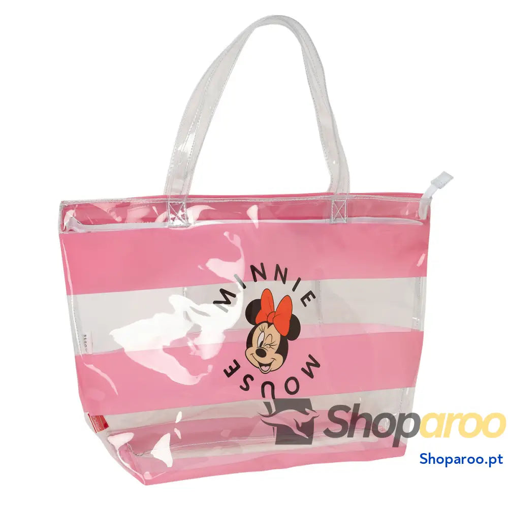 Bolsa Mulher Minnie Mouse Beach Cor de Rosa Transparente