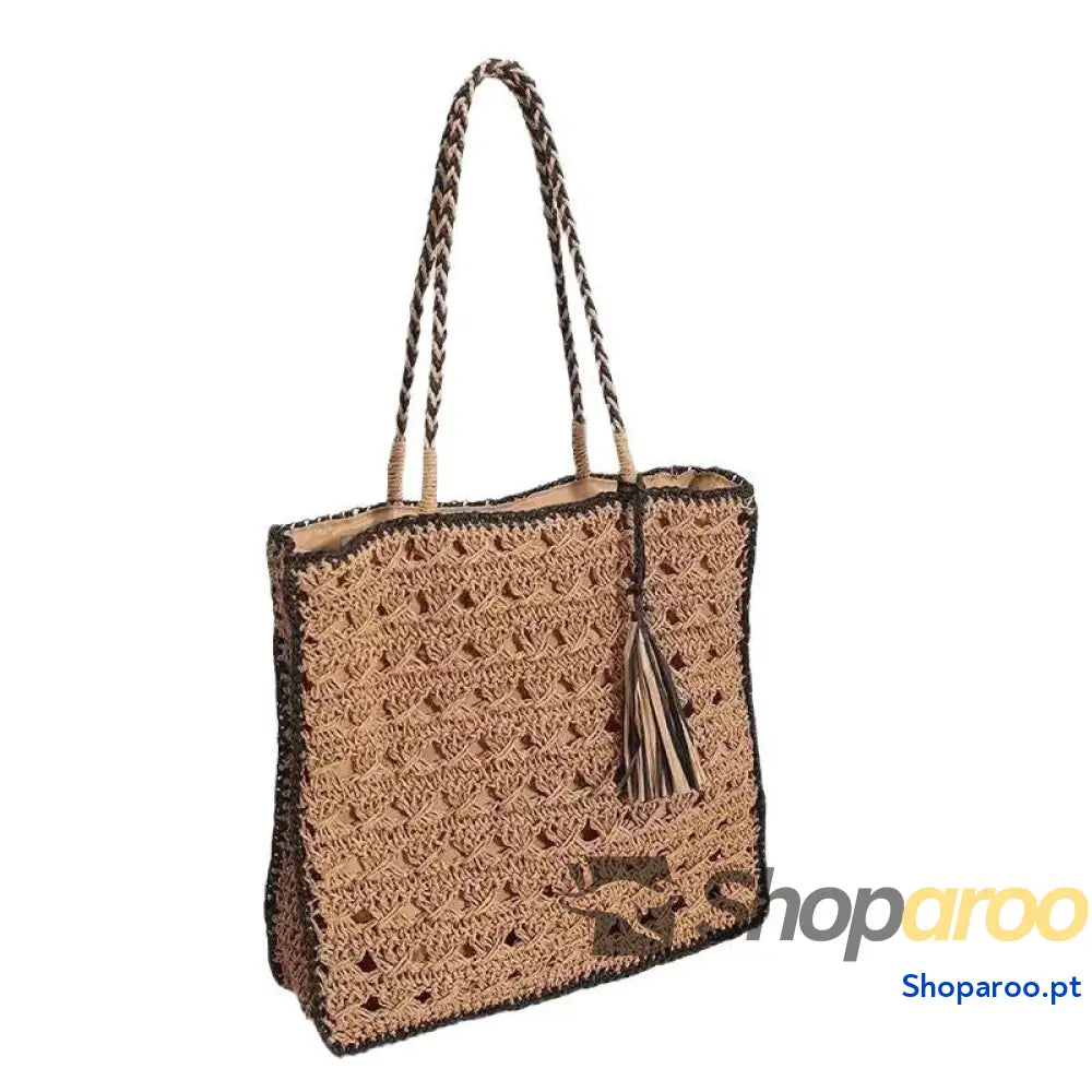 Bolsa pequena de ombro com borla para mulher feita à mão