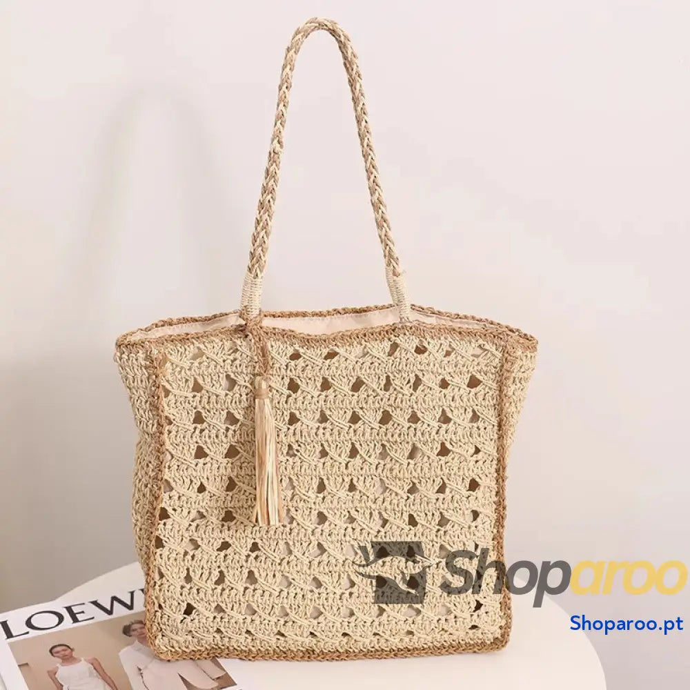Bolsa pequena de ombro com borla para mulher feita à mão