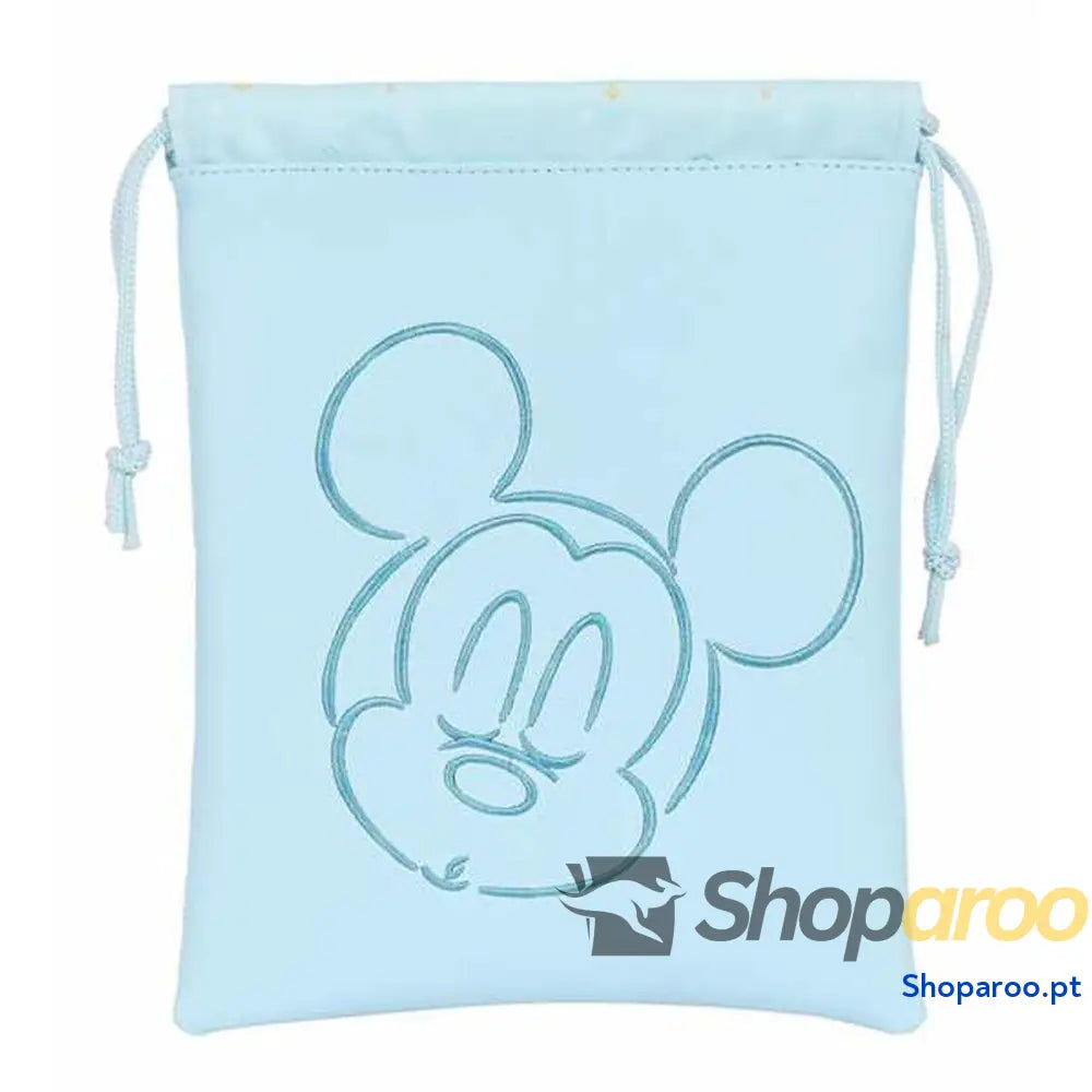 Bolsinha de Merenda Mickey Mouse Baby Azul Claro Poliuretano 20 x 25 cm