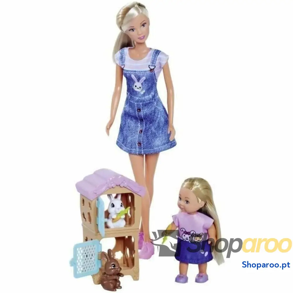 Boneca bebé Simba Steffi Love - Familia de conejos + Evi love