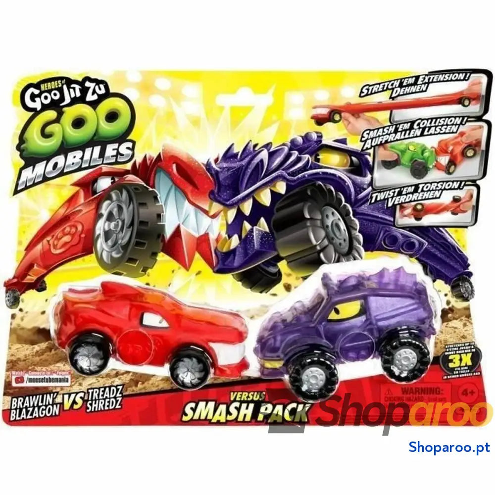 Boneco de Ação Moose Toys GOO MOBILES BLAZAGON VS TREADS SHREDZ Vermelho