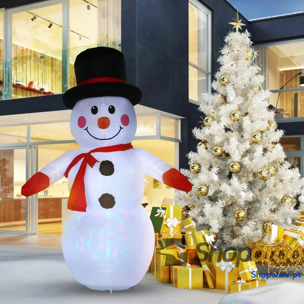 Boneco de neve inflável 120 cm Uten 4 pés com luz LED IP44 Decoração natalina à prova d’água corda fixa pregos Adequado