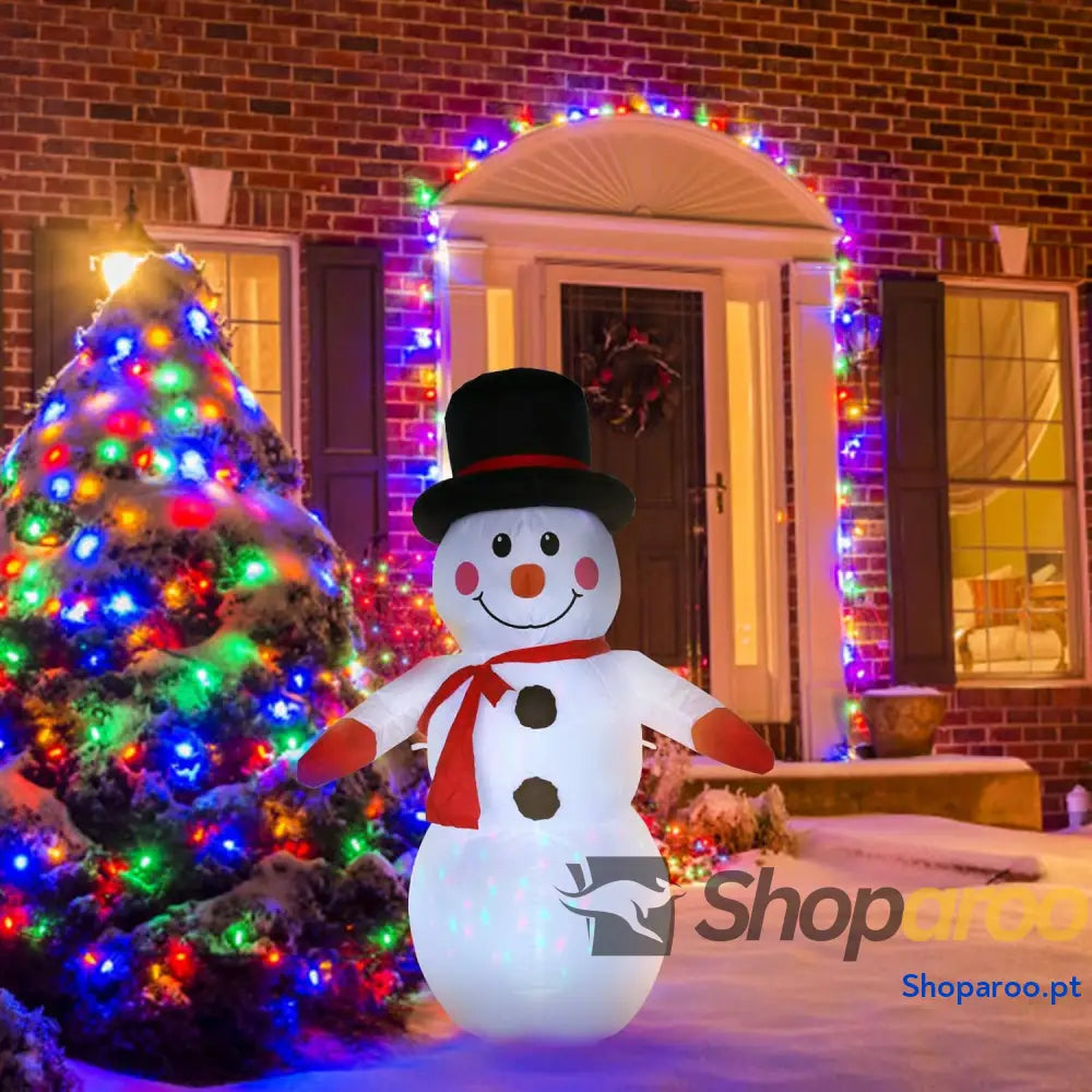 Boneco de neve inflável 120 cm Uten 4 pés com luz LED IP44 Decoração natalina à prova d’água corda fixa pregos Adequado