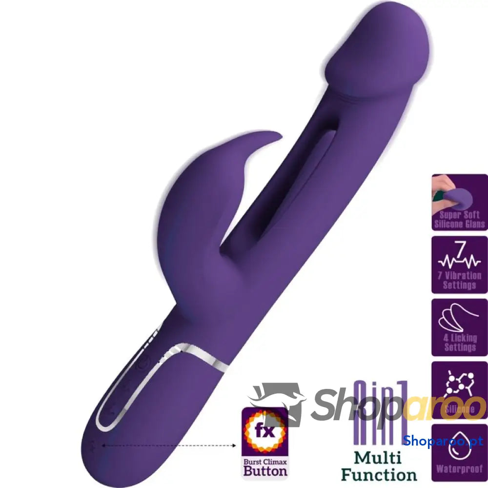 BONITO AMOR - KAMPAS COELHO VIBRADOR MULTIFUNÇÃO 3 EM 1 COM LÍNGUA VIOLETA