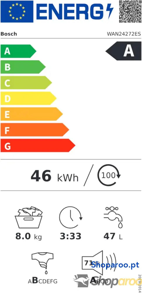 Bosch Máquina de lavar livre instalação 8 kg 1200 RPM série 4 função pausa carregamento Iron Assist Motor EcoSilence