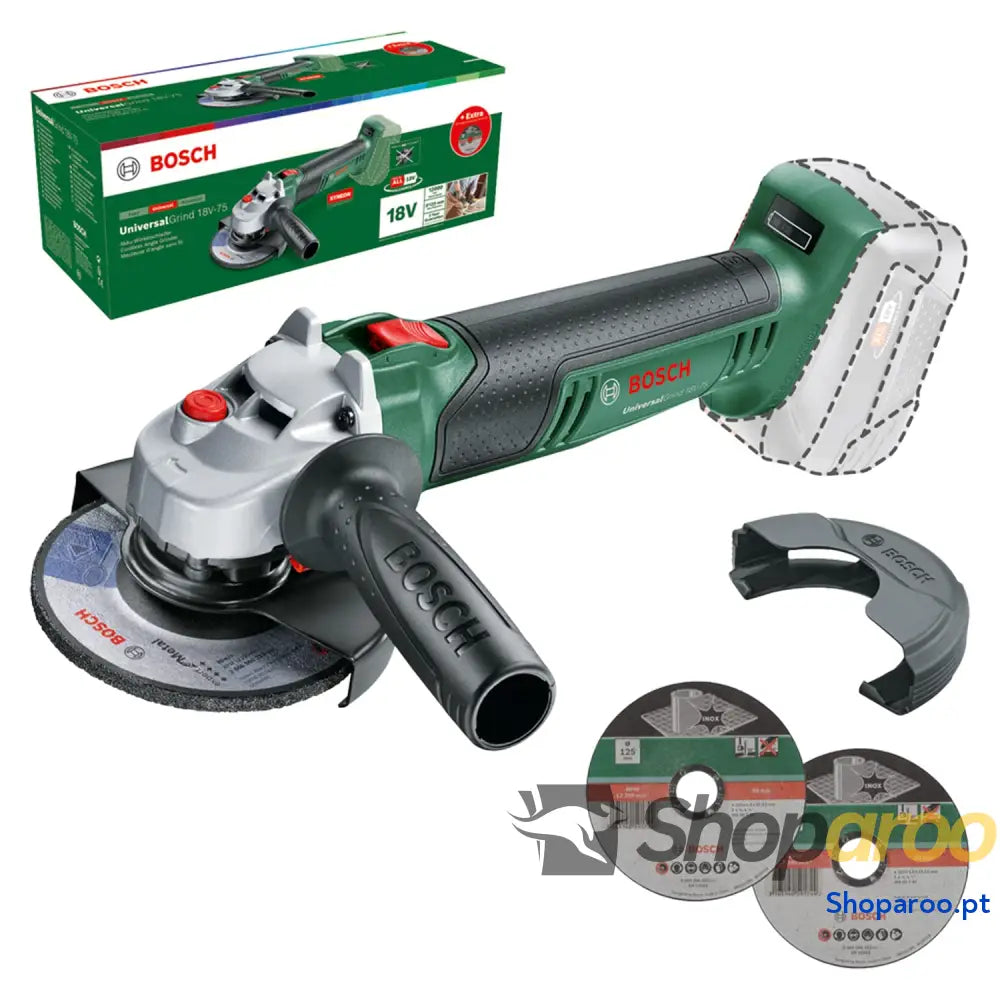 Bosch Moedor pequeno UniversalGrind 750 125 W com 2 discos de corte reto e 1 disco molagem para molar cortar escovar