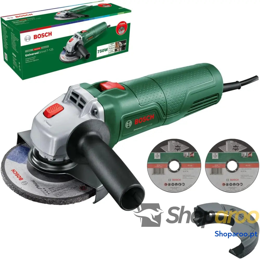 Bosch Moedor pequeno UniversalGrind 750 125 W com 2 discos de corte reto e 1 disco molagem para molar cortar escovar