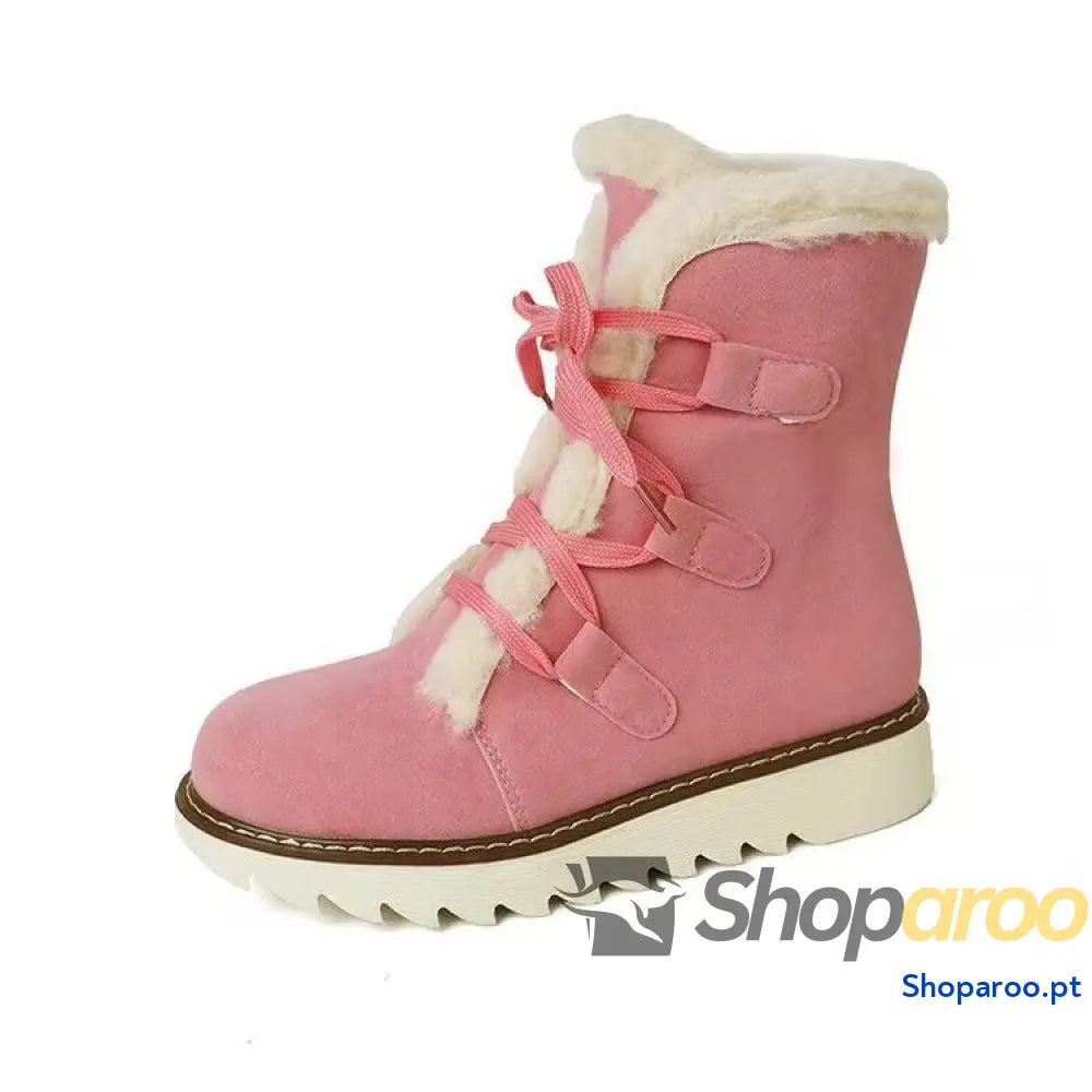 Botas de neve para mulher botas algodão quentes com atacadores