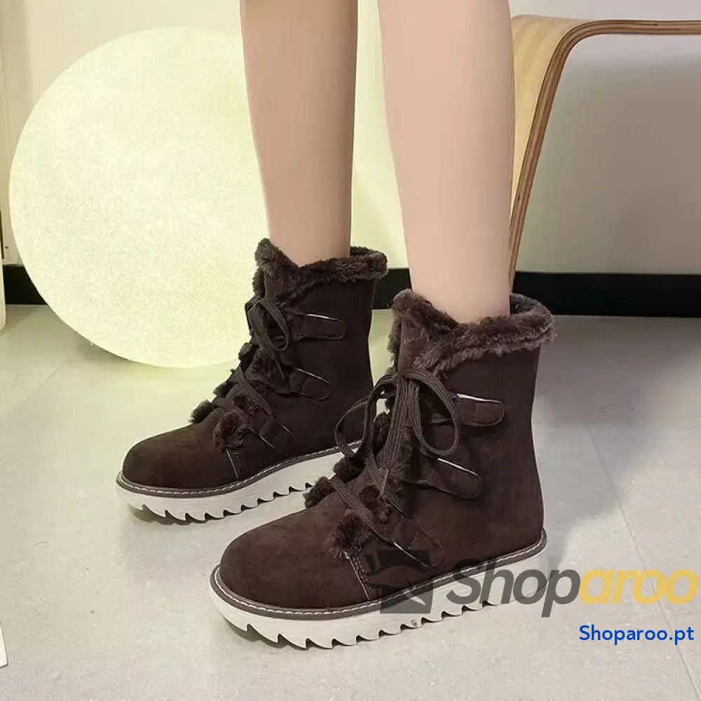 Botas de neve para mulher botas algodão quentes com atacadores