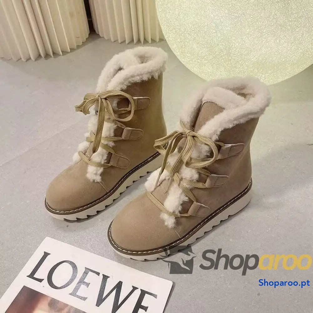 Botas de neve para mulher botas algodão quentes com atacadores