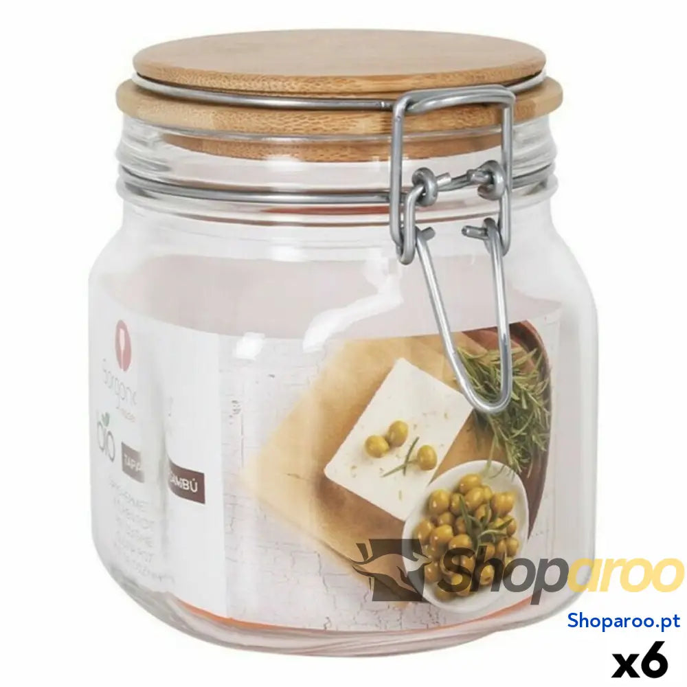 Bote Borgonovo 750 ml Hermético Bambu 10 x 10 x 13 cm (6 Unidades)
