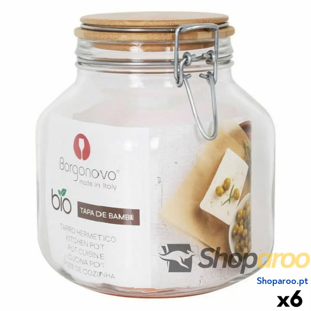 Bote Borgonovo Primizie Bambu 2L 13 x 13 x 17,5 cm (6 Unidades) (2 L)