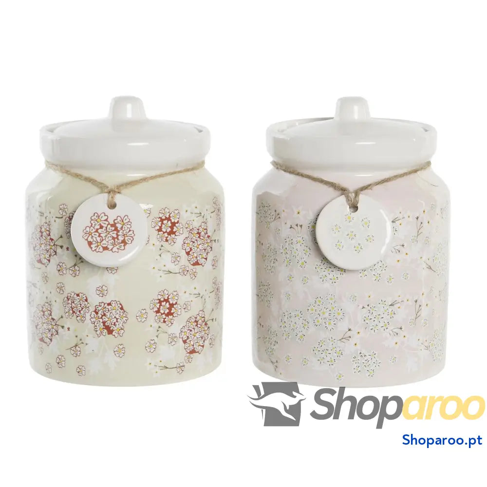 Bote DKD Home Decor 12 x 12 x 16 cm 1 L Dolomite Tradicional (2 Unidades)