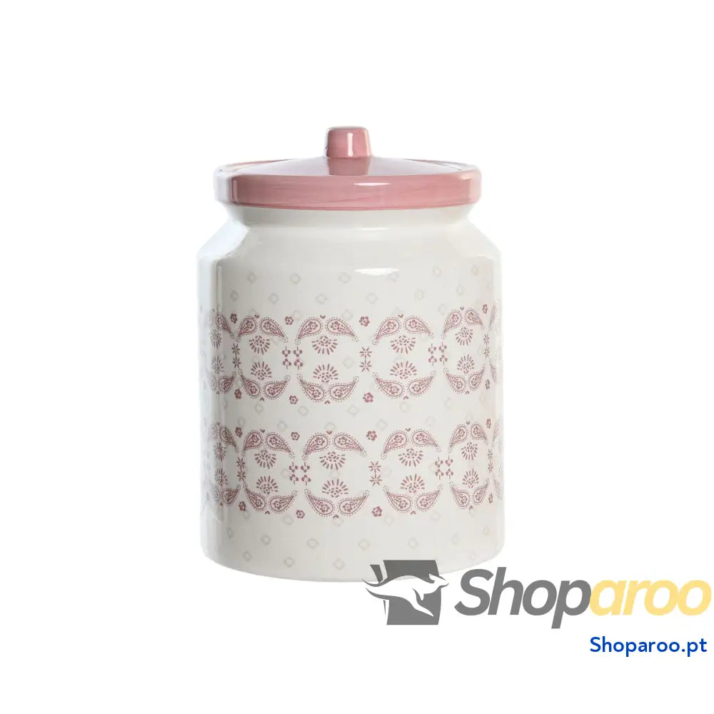 Bote DKD Home Decor 15,5 x 15,5 x 21 cm Cor de Rosa Branco Dolomite
