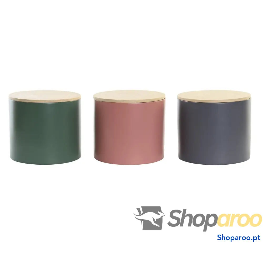 Bote DKD Home Decor Bambu 2,6 L 18 x 18 x 16 cm (3 Unidades)