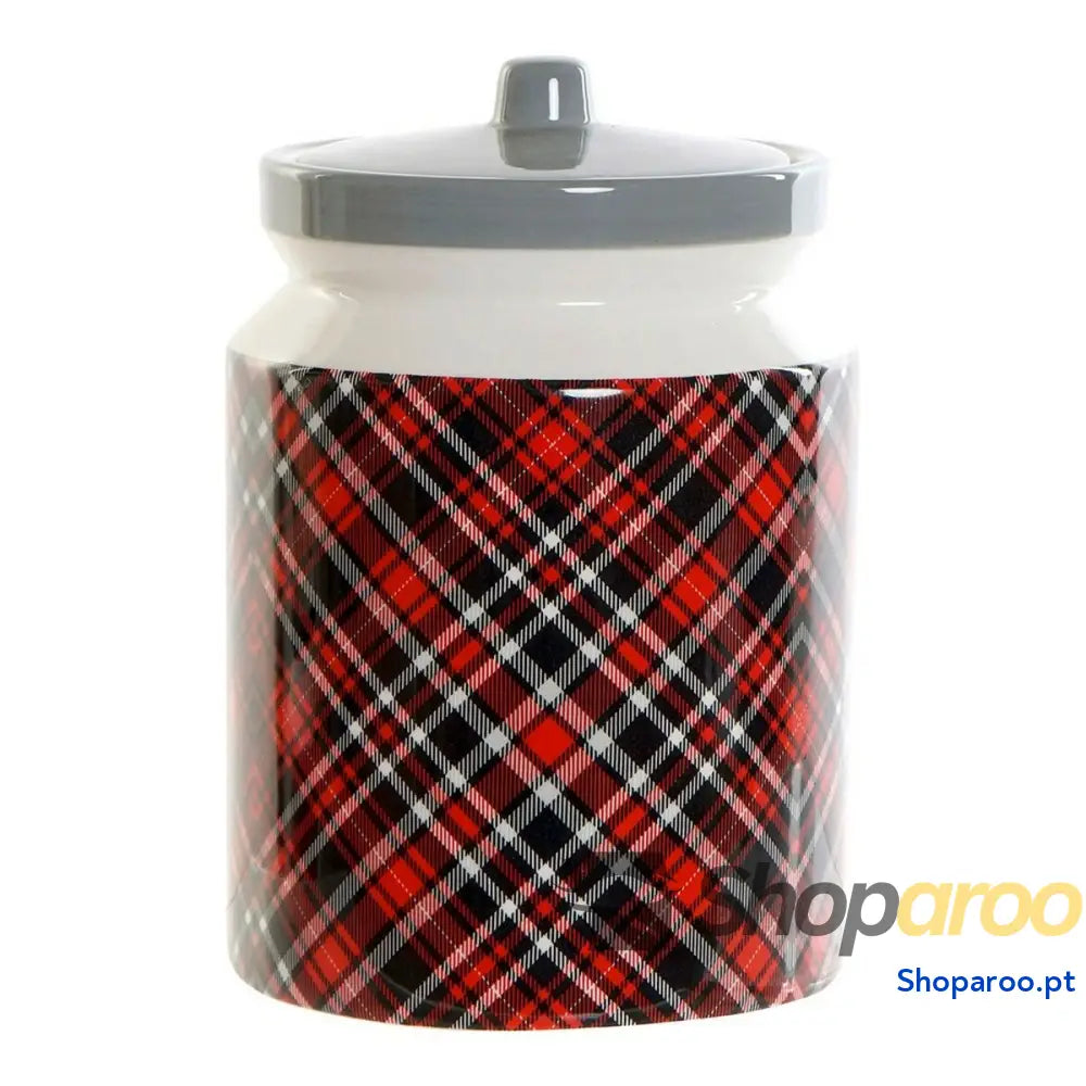 Bote DKD Home Decor Preto Vermelho Cinzento 15 x 15 x 22 cm