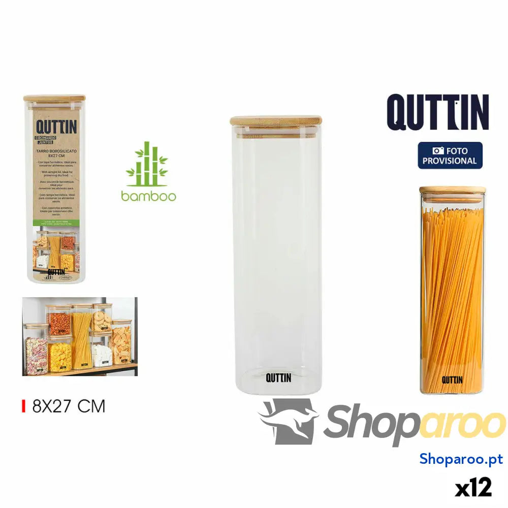 Bote Quttin Bambu Quadrado 1,3 L 8 x 27 cm (12 Unidades)
