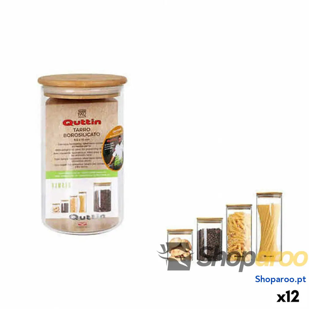 Bote Quttin Vidro de Borosilicato Bambu Silicone 850 ml 10,2 x 16,8 cm (12 Unidades) (9,5 x 16 cm)