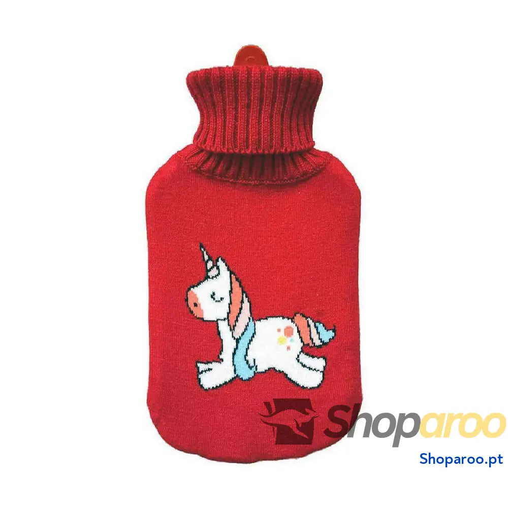 Botija de Água Quente EDM 76778 Vermelho Unicórnio Lã 2 L Plástico